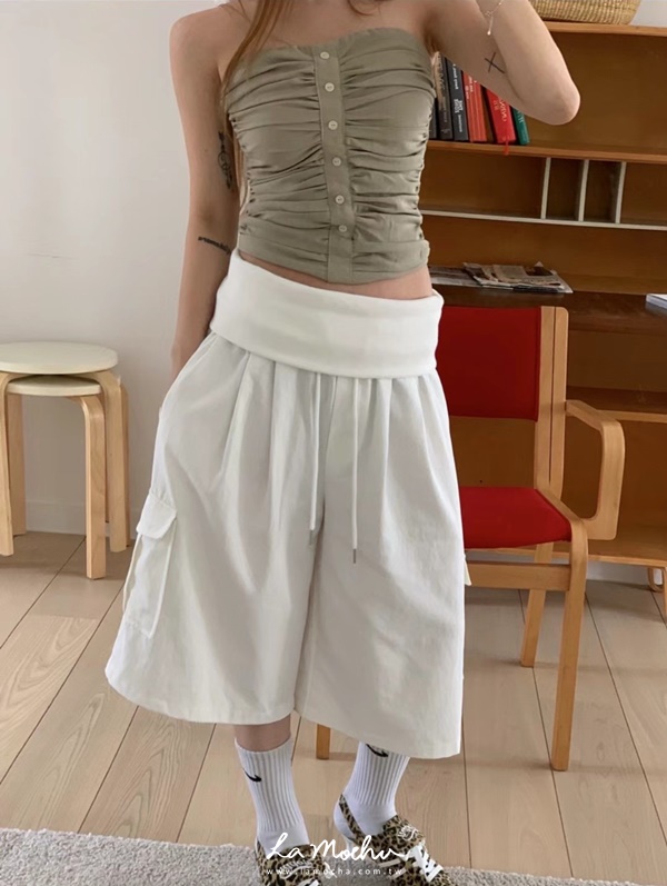排釦抓皺平口背心